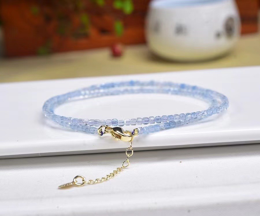 2.5mm Natural Aquamarine Crystal Choker Healing Dainty Women’s Necklace