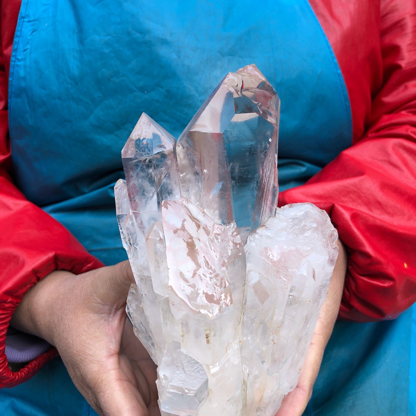 2 pieces 4.99LB Natural Transparent White Quartz Crystal Cluster Specimen 3519