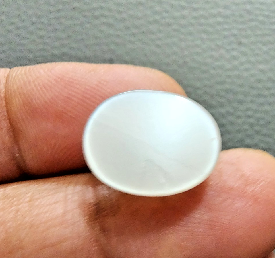 14Ct Rare White Moonstone Cabochon Oval Shape Eye-Clean Loose Gemstone For Ring