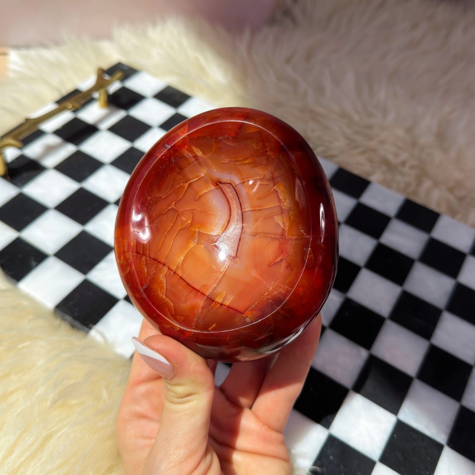 Carnelian Crystal Bowl 1.32 lbs Polished Natural Gemstone Home Decor