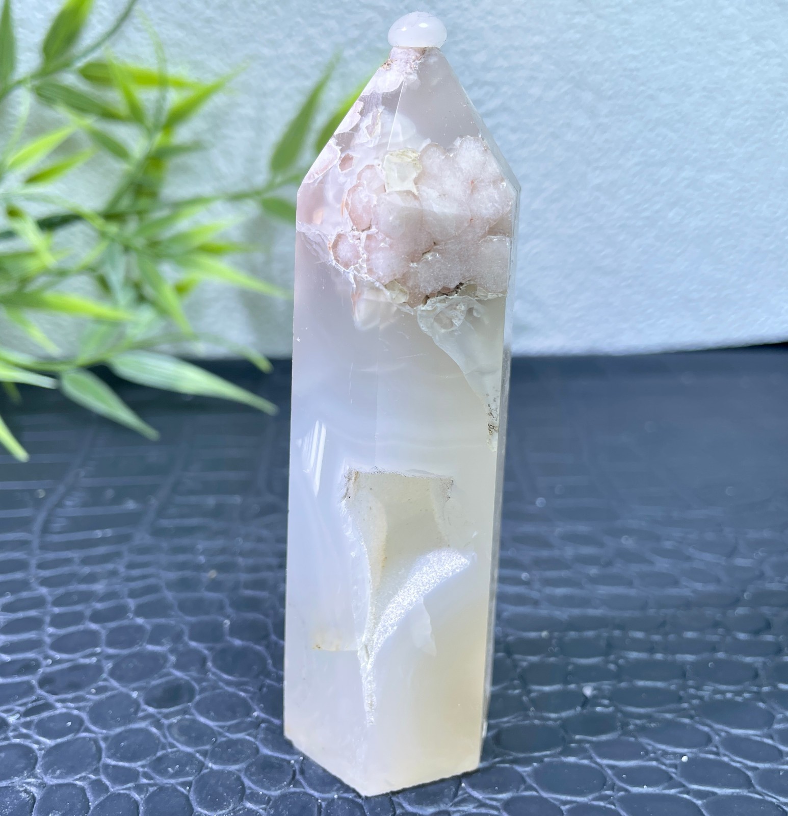 135g Natural cherry blossom agate crystal obelisk healing
