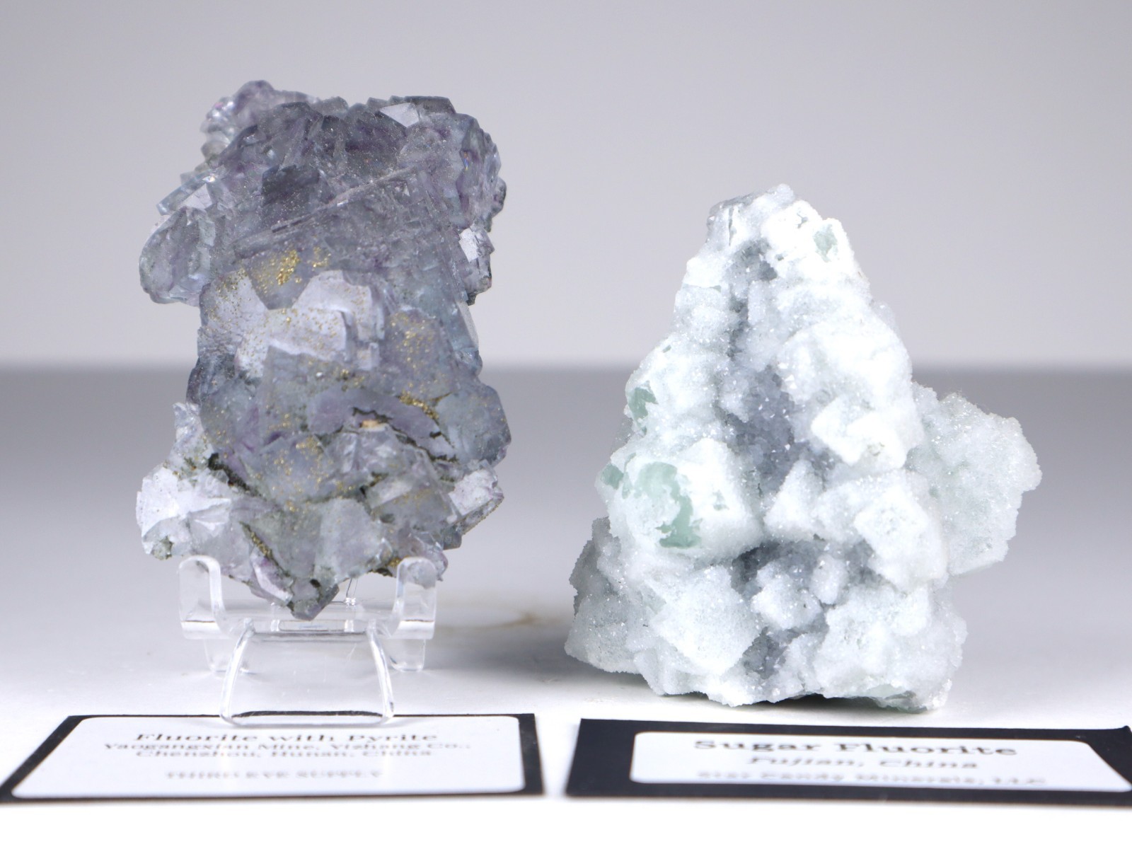 RARE FLUORITE w/ PYRITE Yaogangxian, Sugar Fluorite Fujian China Mineral Crystal