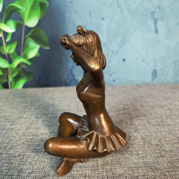 2.2lb Collectible Chines Handcrafted.Brass Exquisite Dancing girl Sculpture gift
