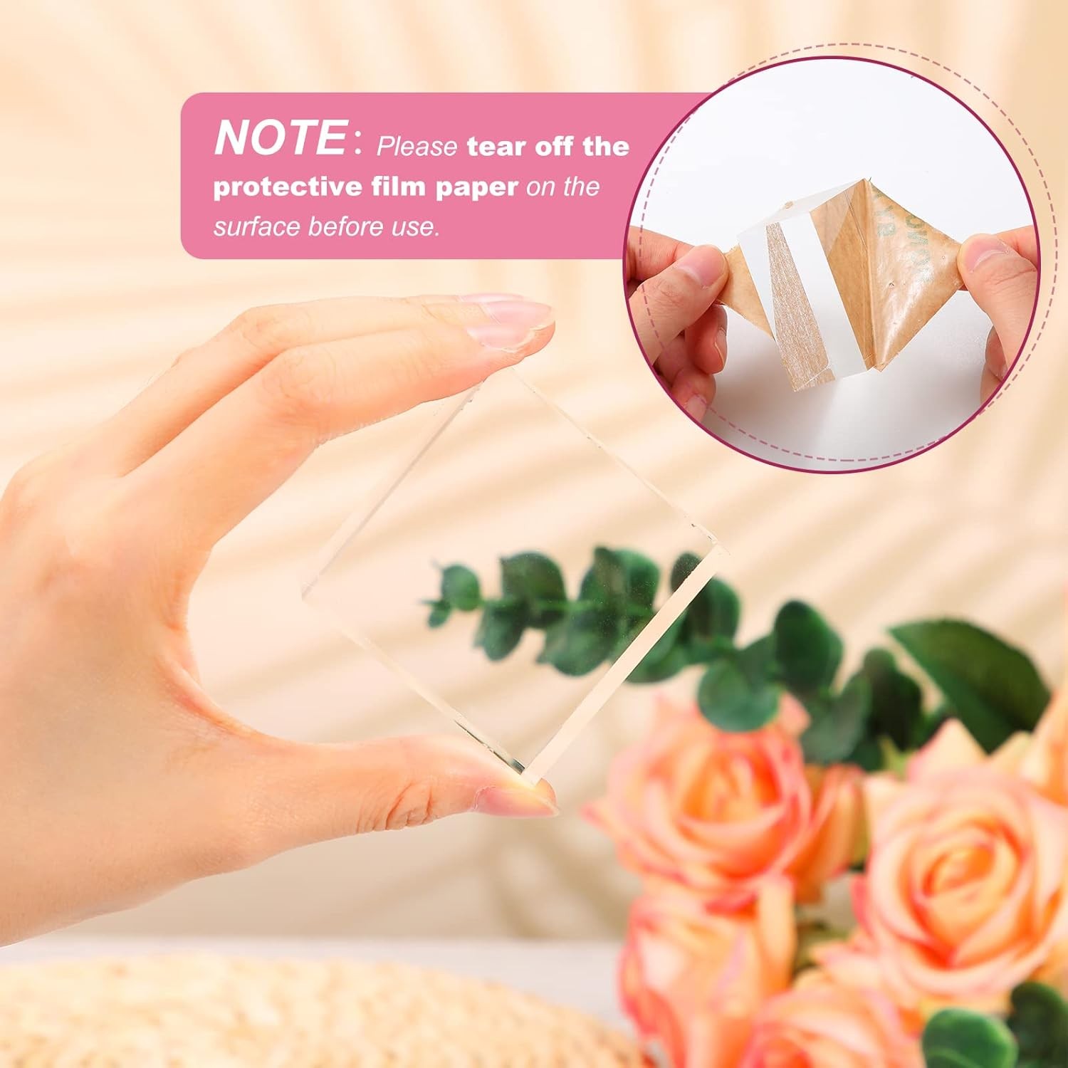 Remerry 16 Pcs Clear Acrylic Blocks Acrylic Square Display Block Clear Polished