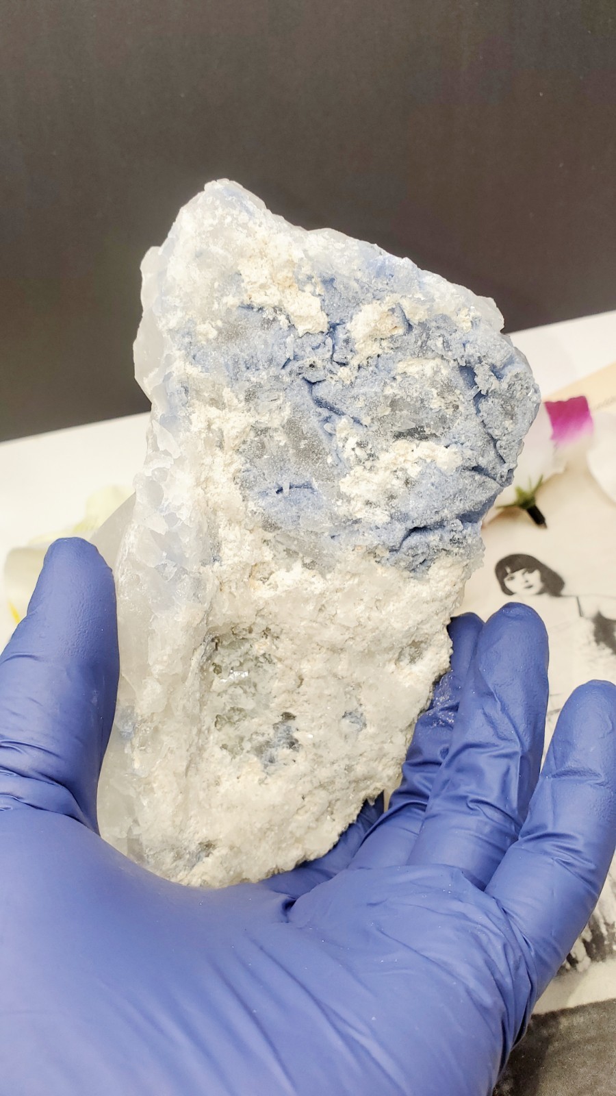 Dumortierite in Quartz Cluster Specimen Brazil 442g