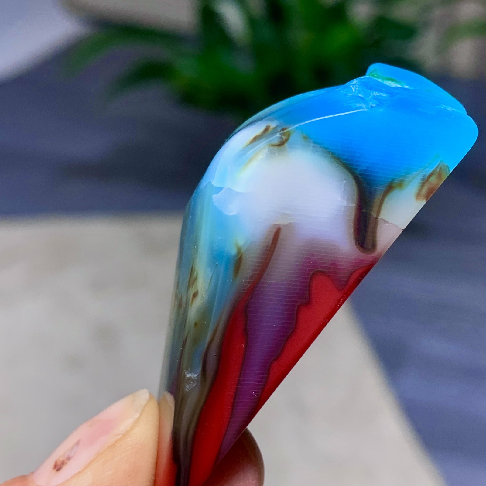 27G Natural NanHong Agate block multicolored Pattern Cabochon mineral Crystal