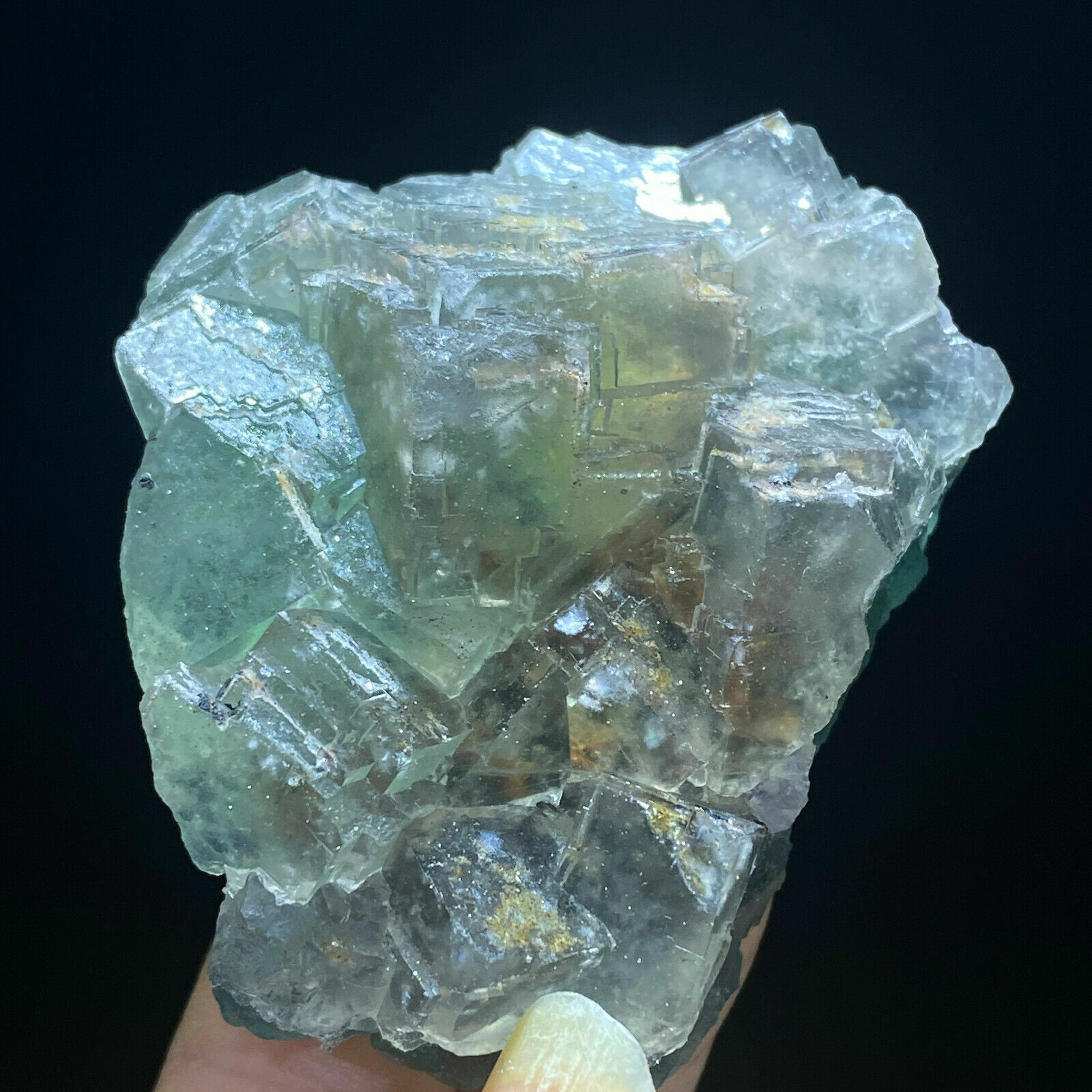 154g Translucent Green /Purple Trapezoidal Fluorite Cluster Mineral Specimen