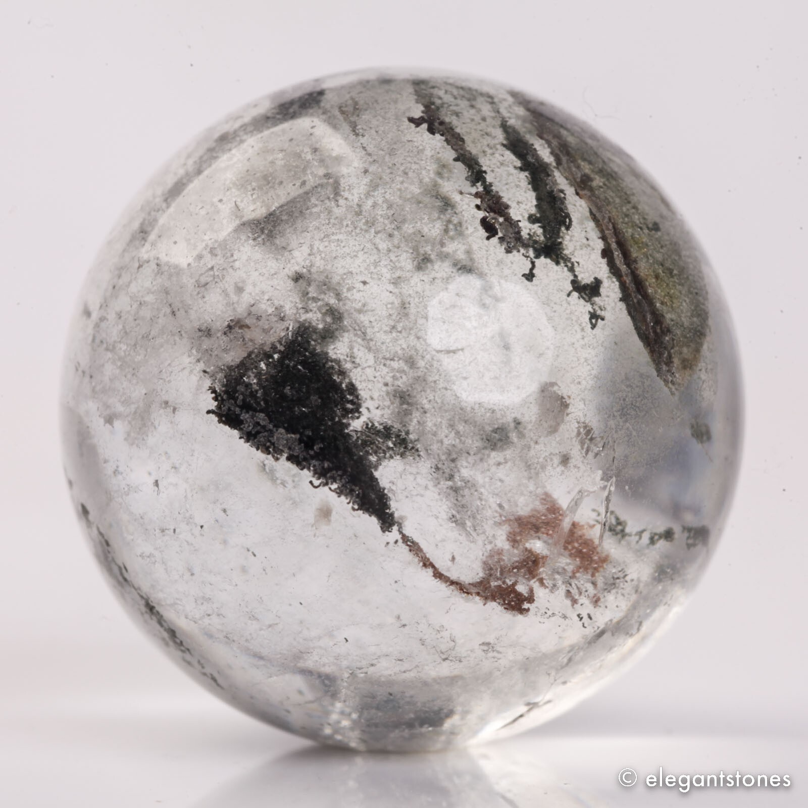 54g34mm Natural Garden/Phantom/Ghost/Lodolite Quartz Crystal Sphere Healing Ball