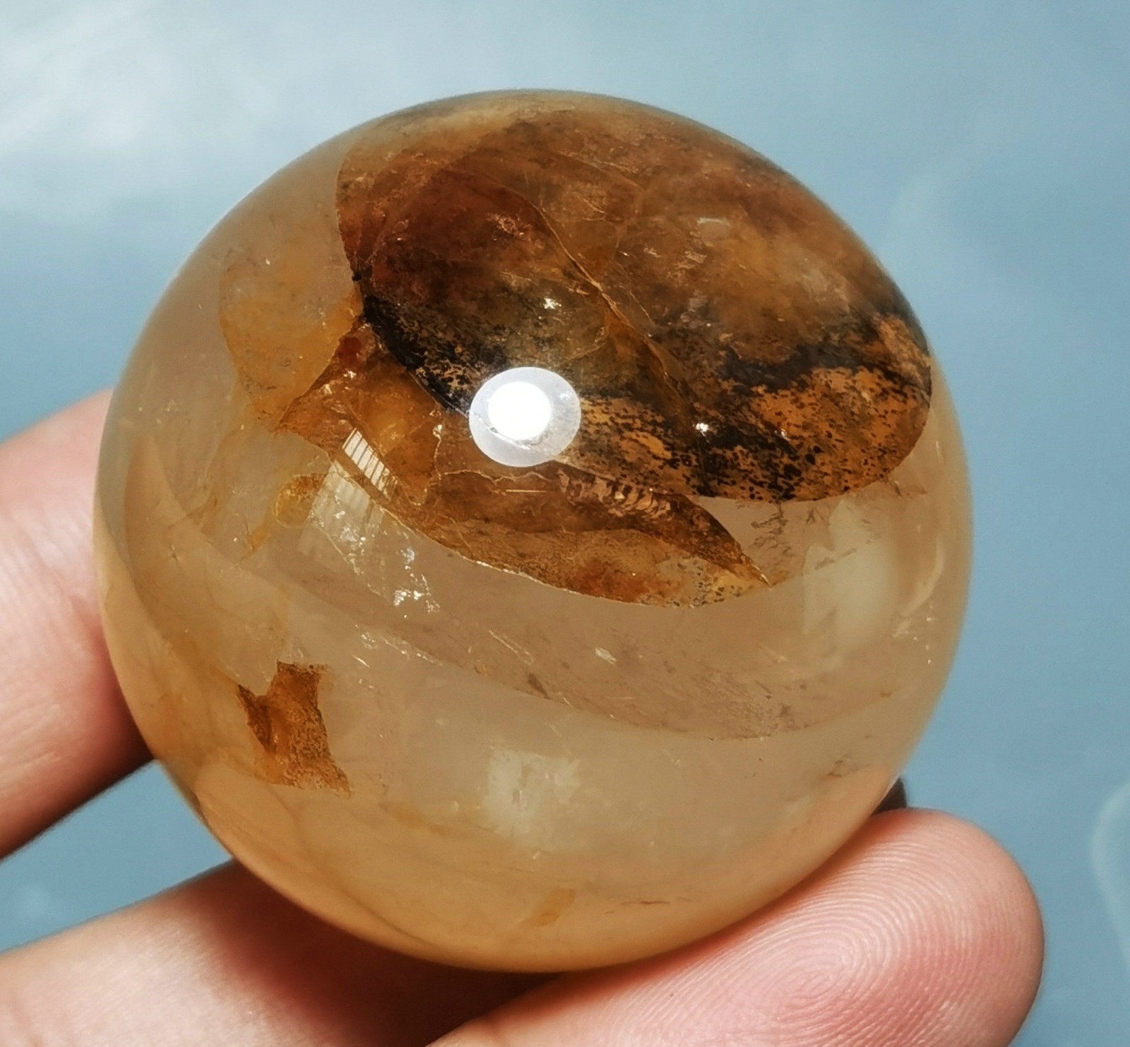 Natural Golden Healer QUARTZ Polished Sphere Ball Reiki Stone Healing