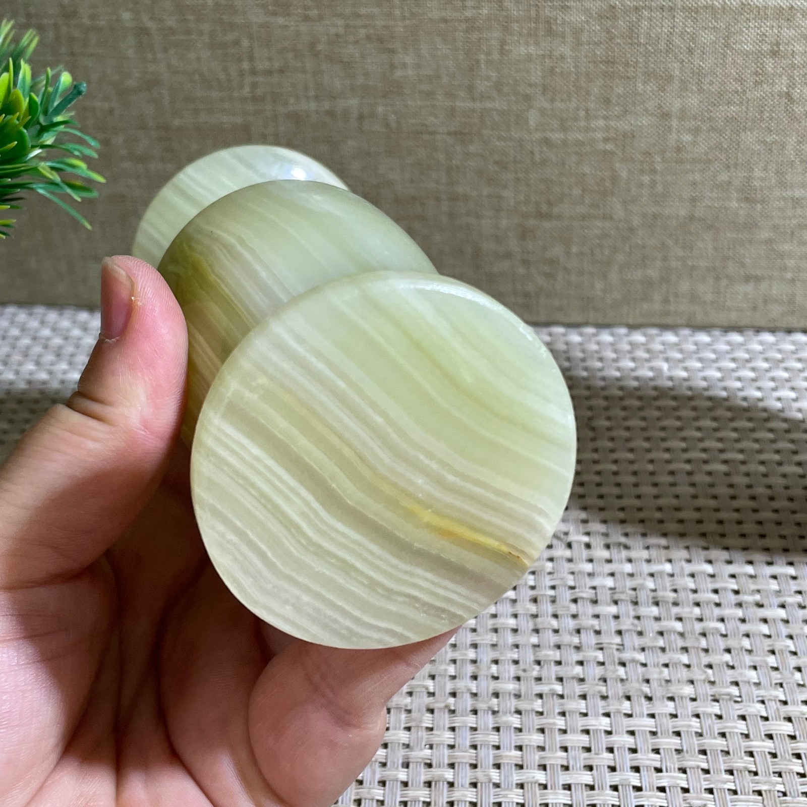 Afghan Jade, Banded Green Onyx Vase home decor 426g