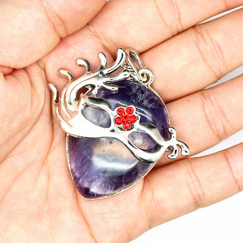 Fashion Masquerade Mask Pendant Crystal Quartz Stone Reiki Healing Amulet