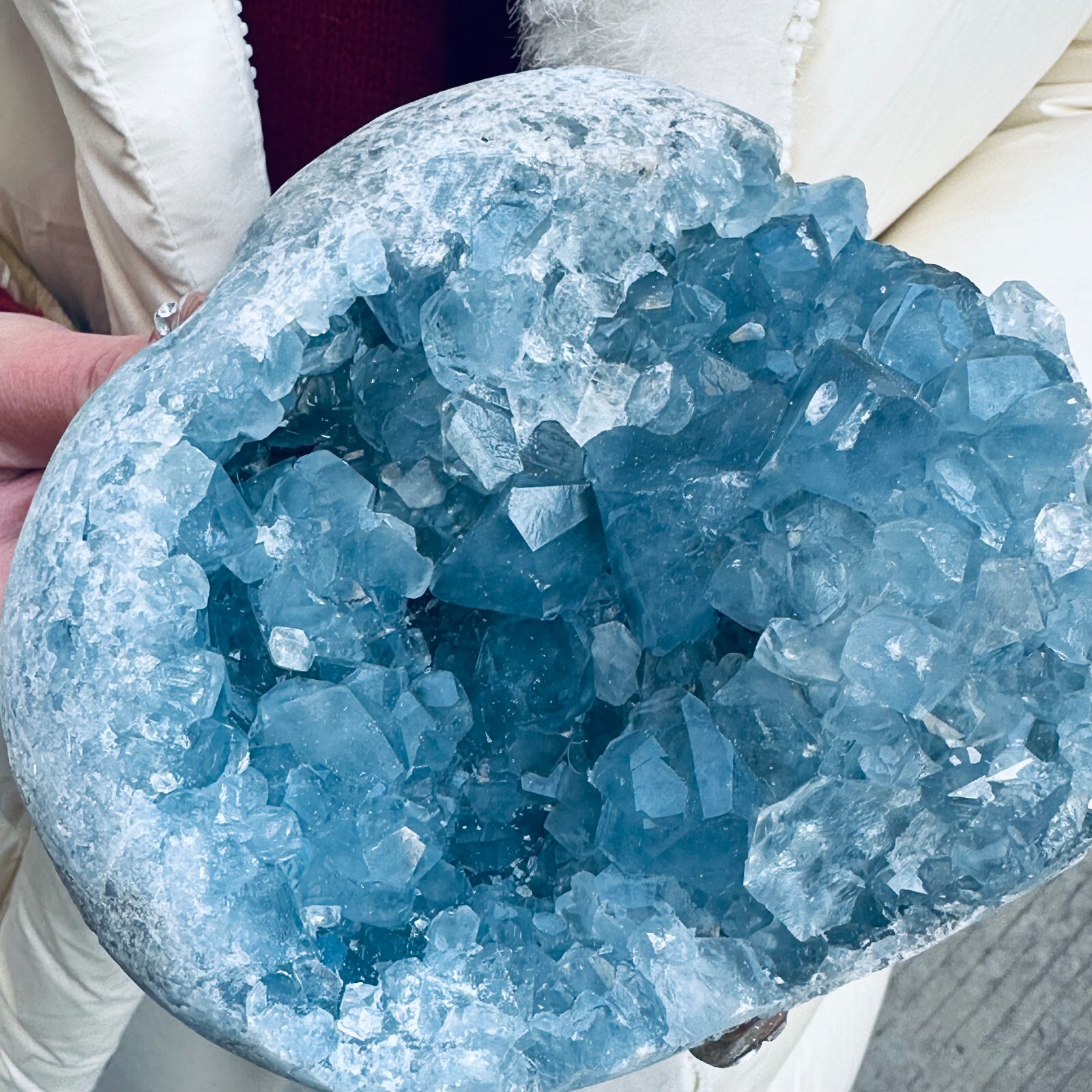 4LB natural blue celestite geode quartz crystal mineral specimen healing
