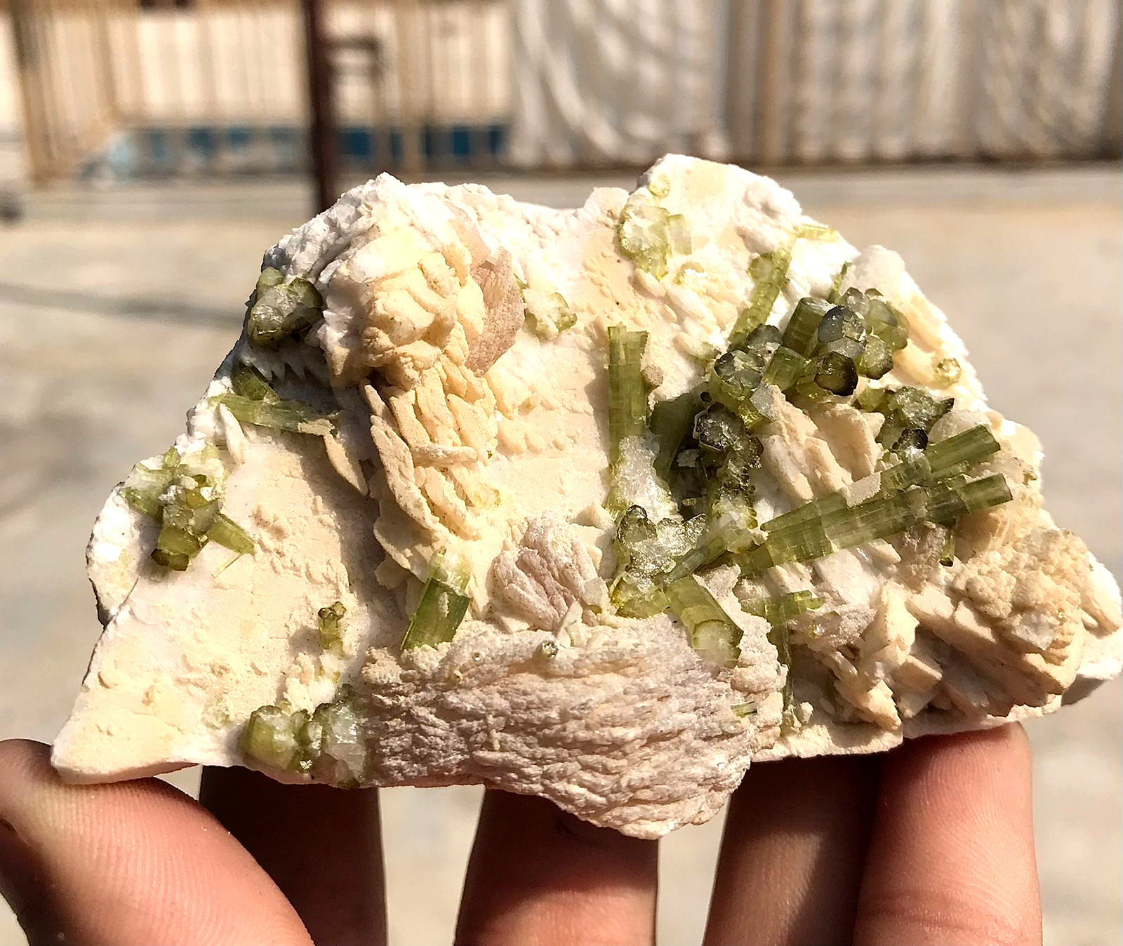 220 Gram’s Bunch OF Green Tourmaline W/Pink Mica Mineral From Chapku Mine Pak