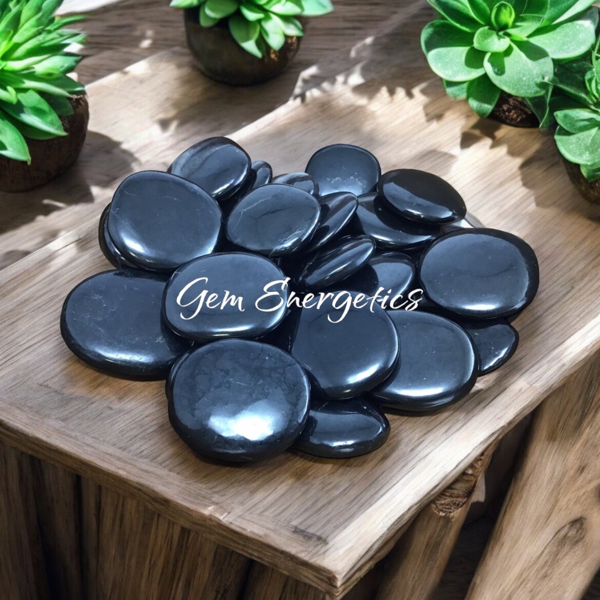 Shungite Palm Stone Polish Shungite Smooth Stone EMF Protection Shungite Crystal