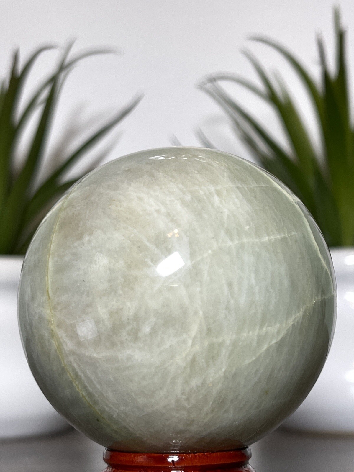 61mm GREEN MOONSTONE SPHERE – Natural Garnierite Mineral Reiki Chakra Witch