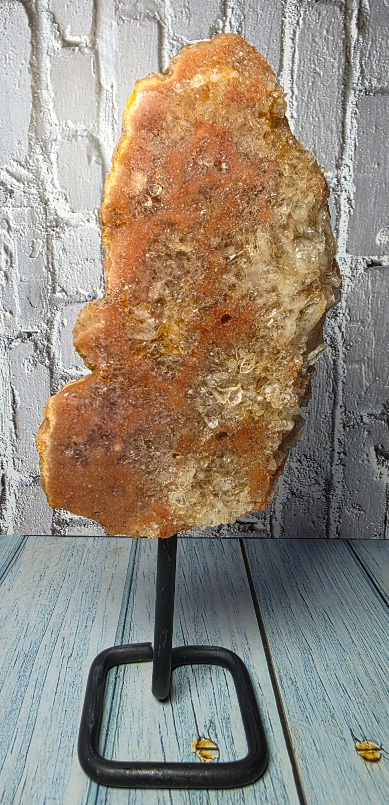 Pink Amethyst Freeform with Druzy on Custom Stand – Argentina – 710g