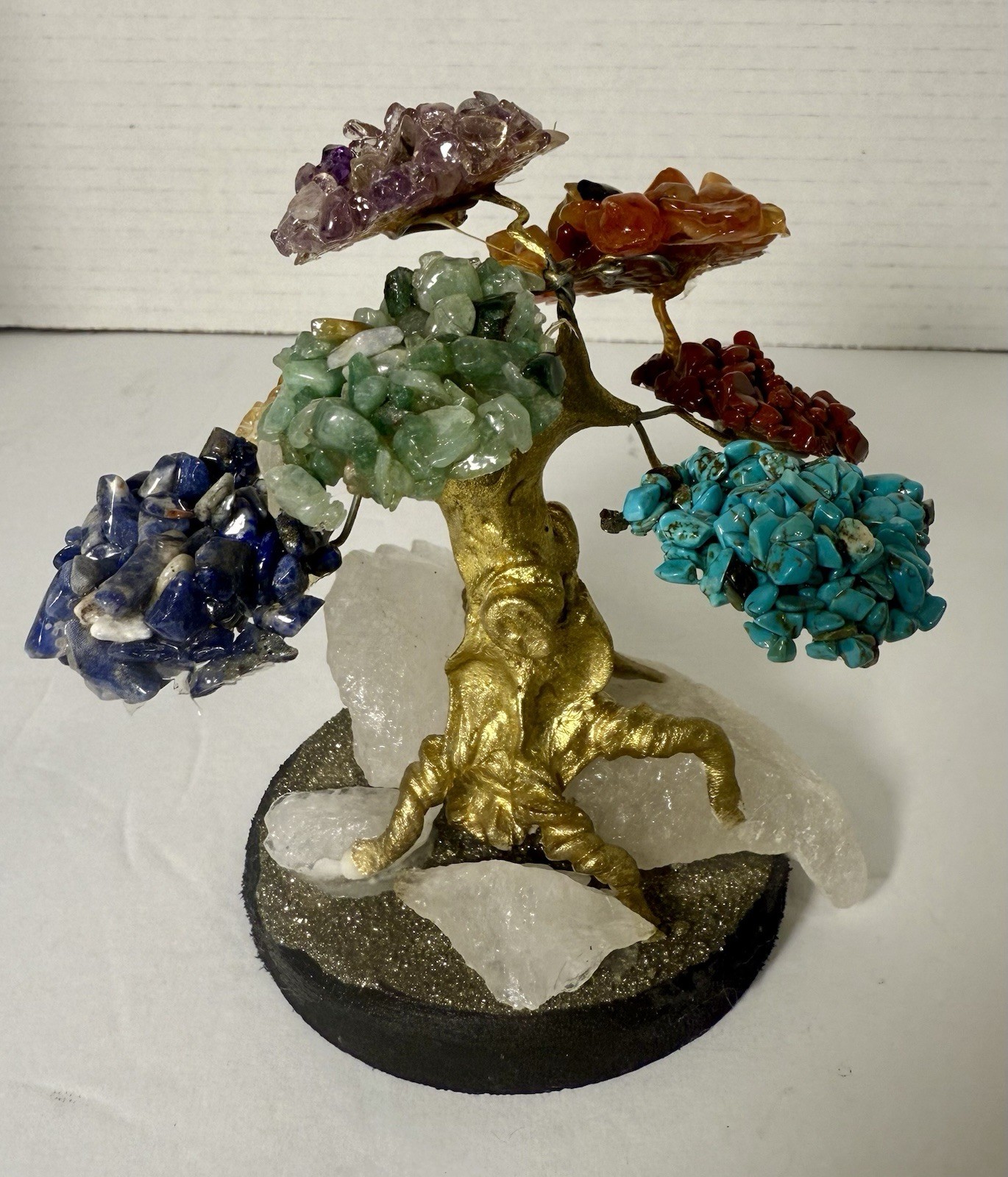 Seven Chakra Gemstone Tree Of Life Bonsai Tree Healing Feng Shui Room Decor 4”