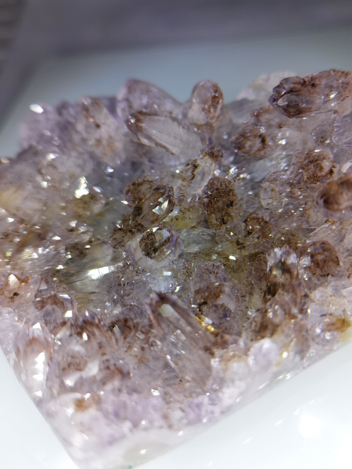 303g Natural Brazil Galaxy Amethyst colorful flicker Crystal 11 x 9×3cm