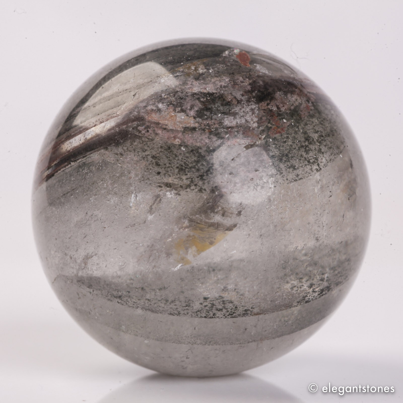 62g35mm Natural Garden/Phantom/Ghost/Lodolite Quartz Crystal Sphere Healing Ball