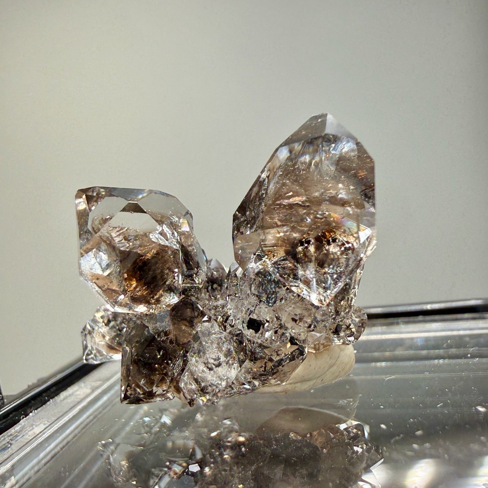 Herkimer Diamond Gems Perched on Druzy Matrix, Complete Floater, Top Shelf Piece