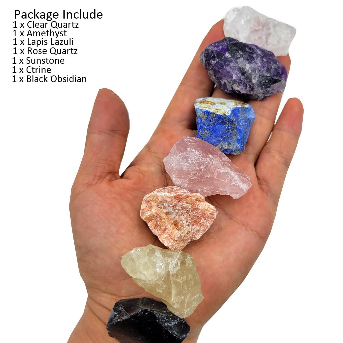 7 Chakra Balancing Raw Crystal Set 7Pcs Energy Stones Healing Meditation