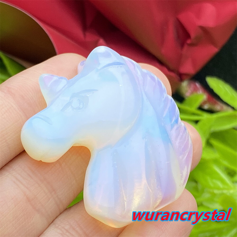 1pc Opalite Unicorn skull Quartz crystal Skull Carved gem Reiki healing 1.5”