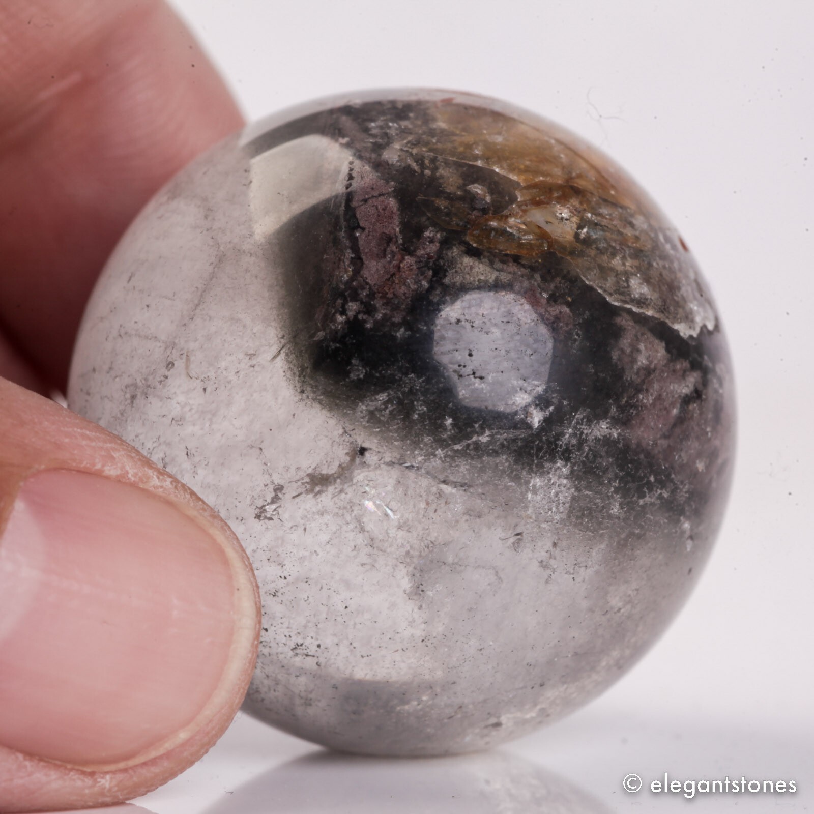 50g33mm Natural Garden/Phantom/Ghost/Lodolite Quartz Crystal Sphere Healing Ball