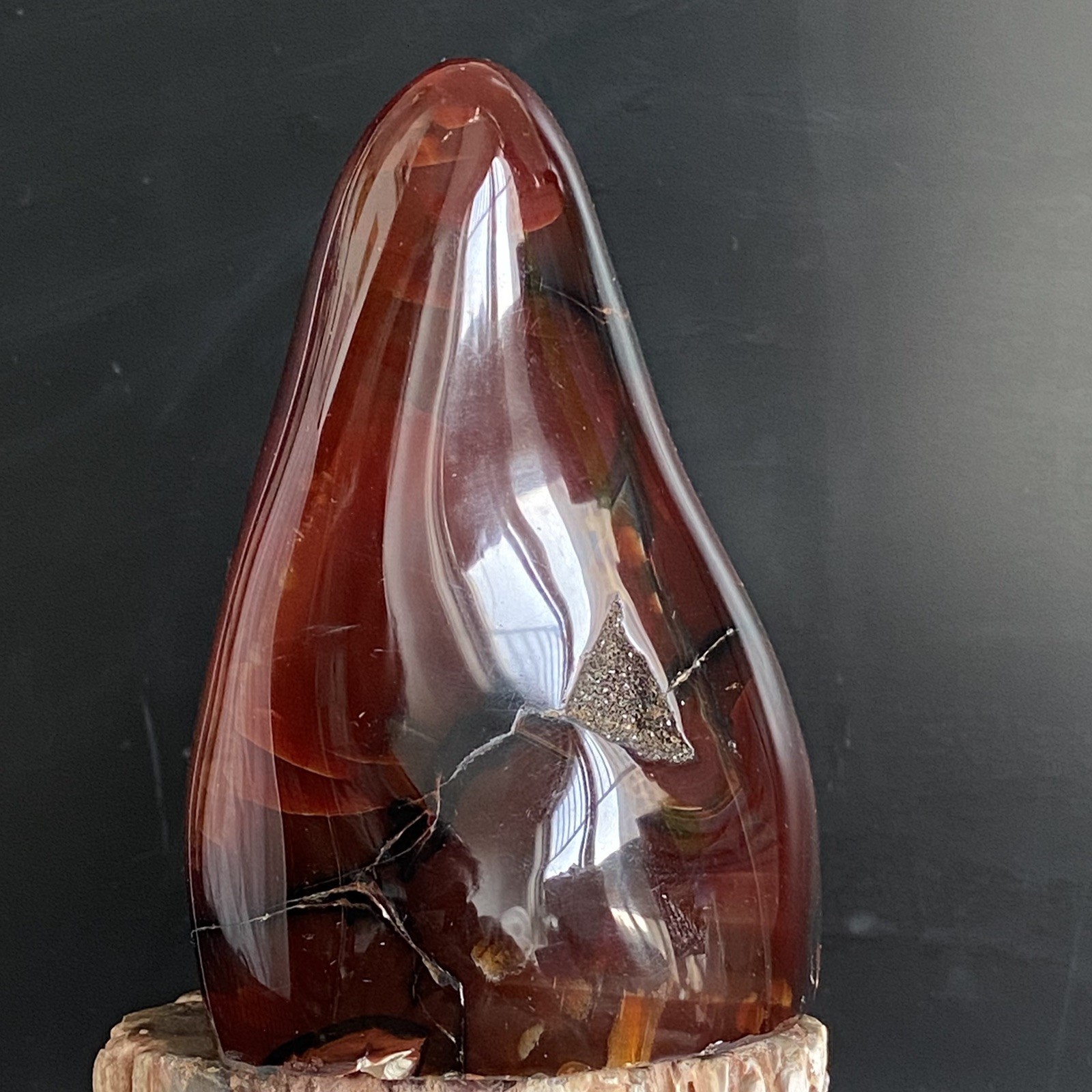 95mm380g Beautiful Deep Red Agate Carnelian Palm Geode Reiki Crystal Md Y138