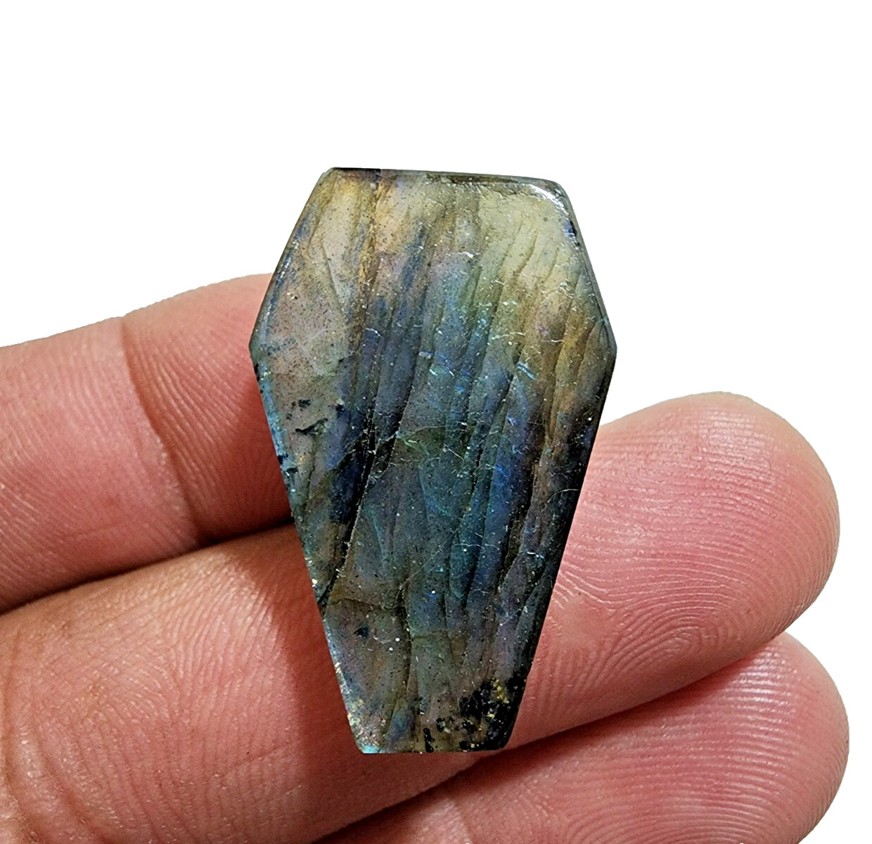 33 Crt Beautiful Blue Labradorite Cabochon Coffin Shape Gemstone Jewelry Making