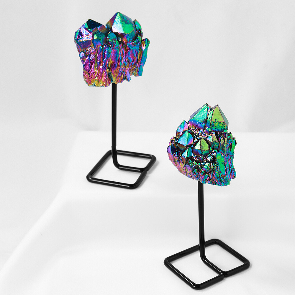 Electroplating Colorful Rainbow Crystal Clusters Mineral Specimen Healing Decor