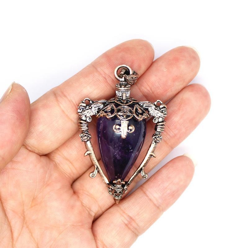 3-5PCS Natural stone crystal retro style bottle necklace tiger eye stone pendant