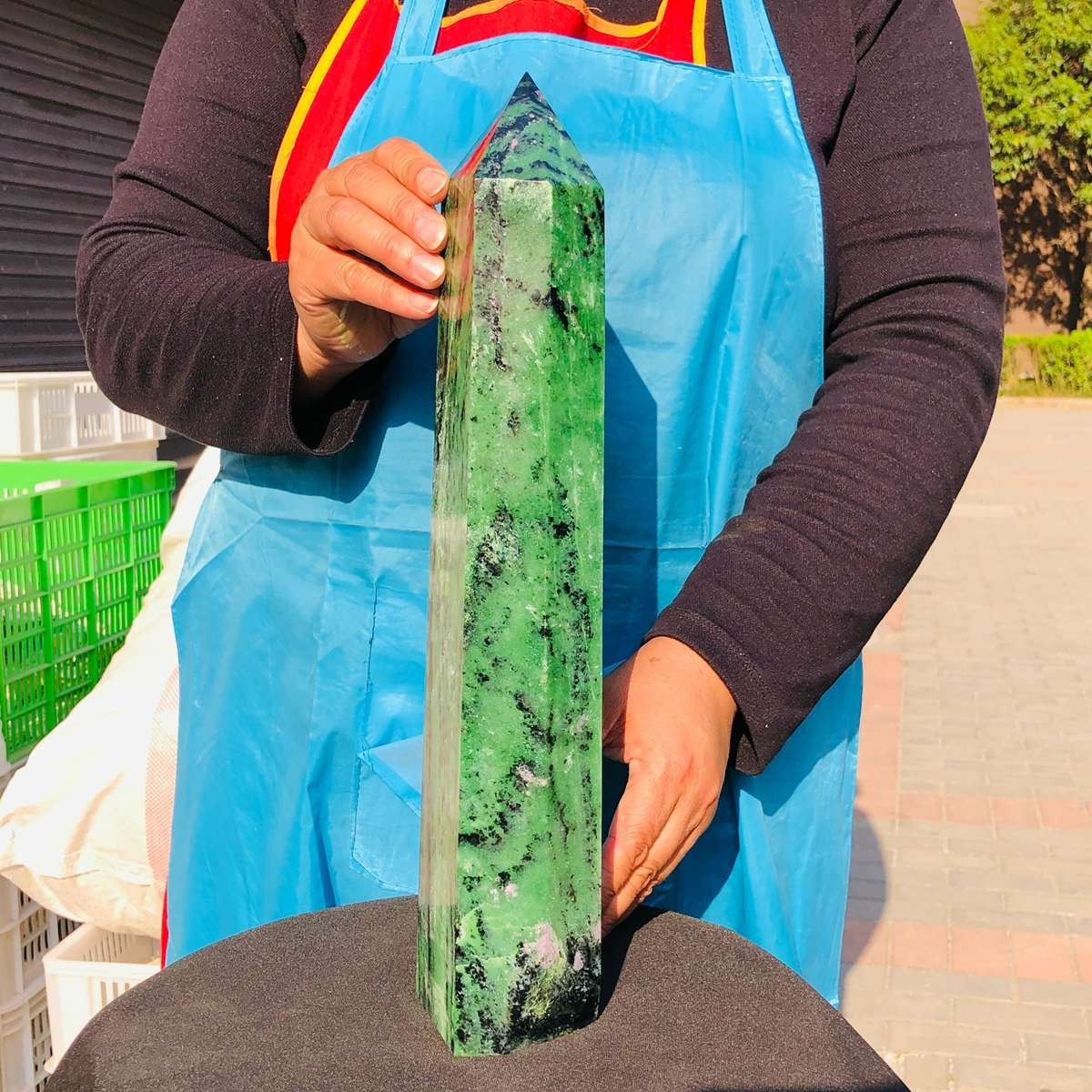 9.59LB Large Natural Red and Green Treasure Crystal Obelisk Specimen Healing