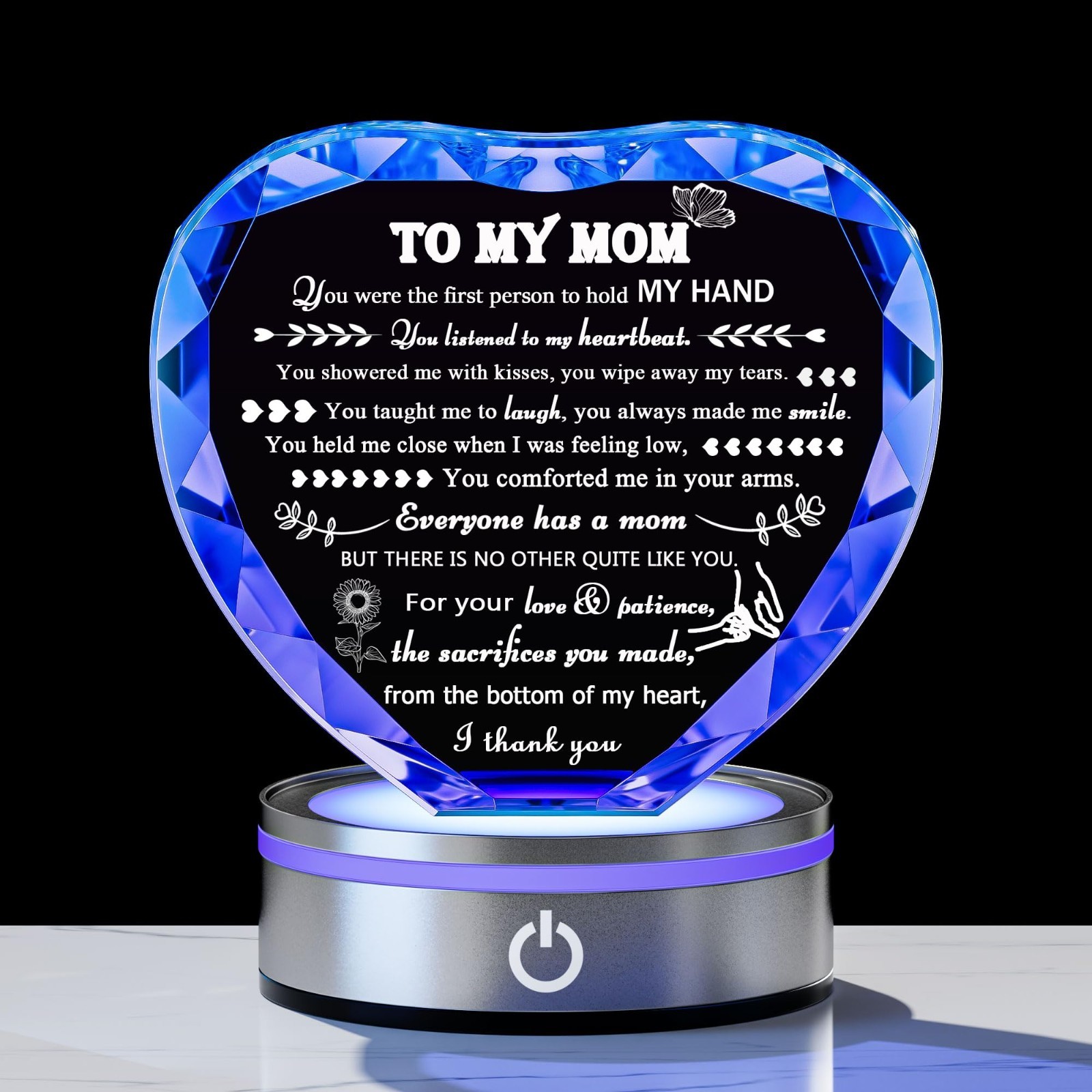 Unique Crystal Engraved Mom Gifts – LED Light Base, Funny Birthday & Anniversary