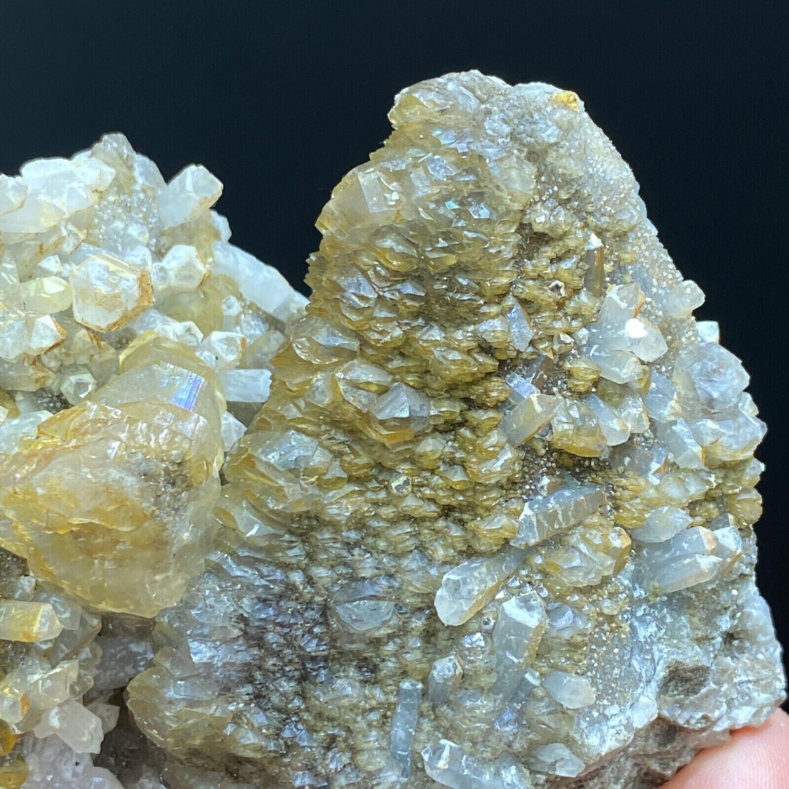 205g Natural Yellow Pagoda Calcite & White Quartz Crystal Mineral Specimen