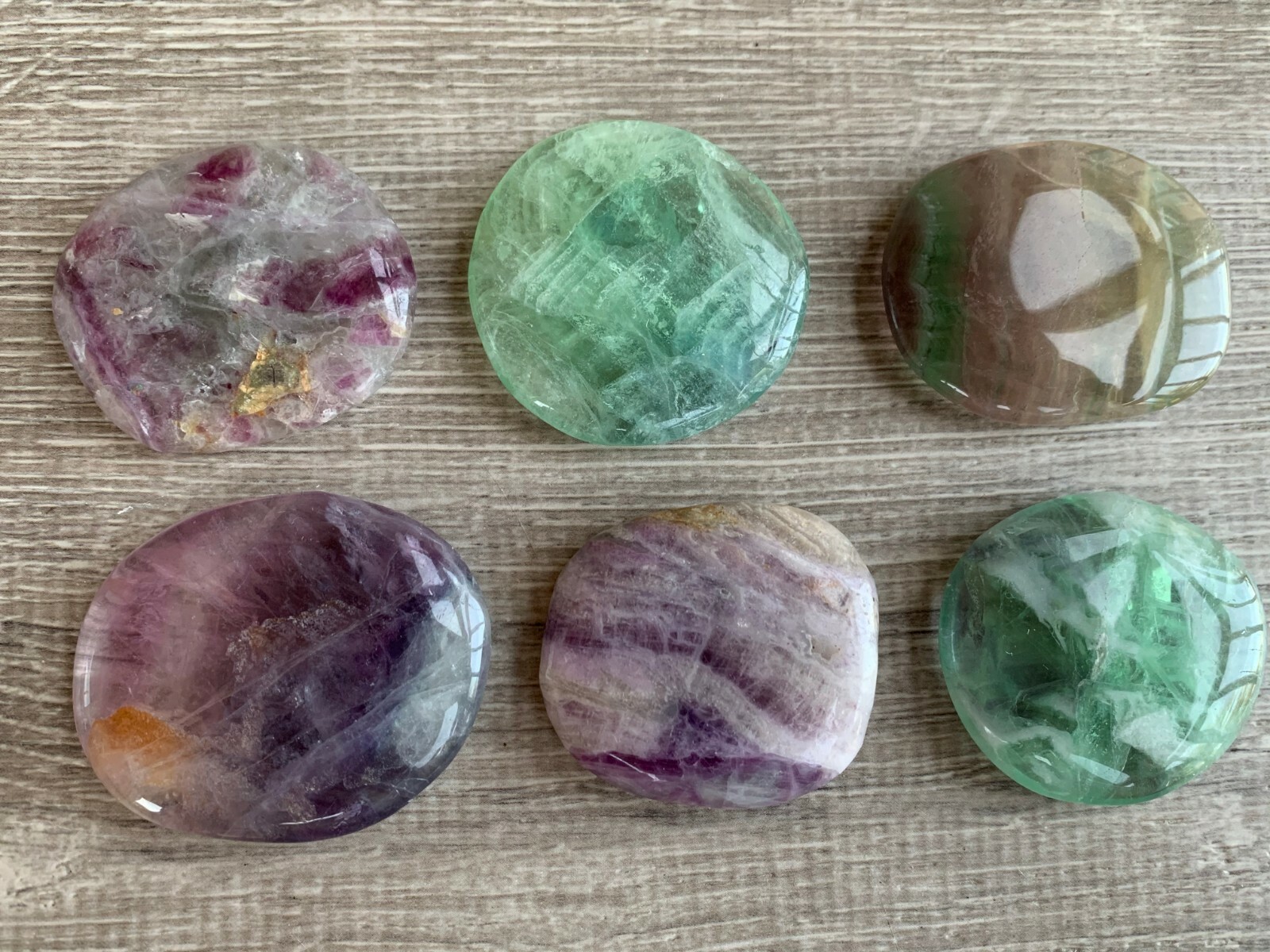 Fluorite Smooth Stone,1.5″-2″ Polished Fluorite Palm Stone, Wholesale Bulk Lot
