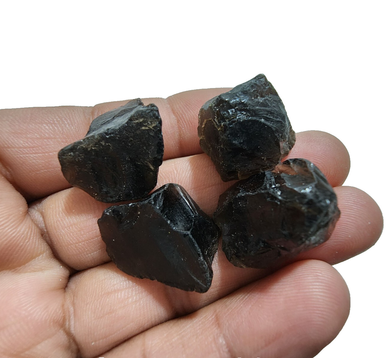4 Pcs Top Quality Smoky Quartz Rough Gemstone Crystal Smoky Quartz Size 19-23 MM