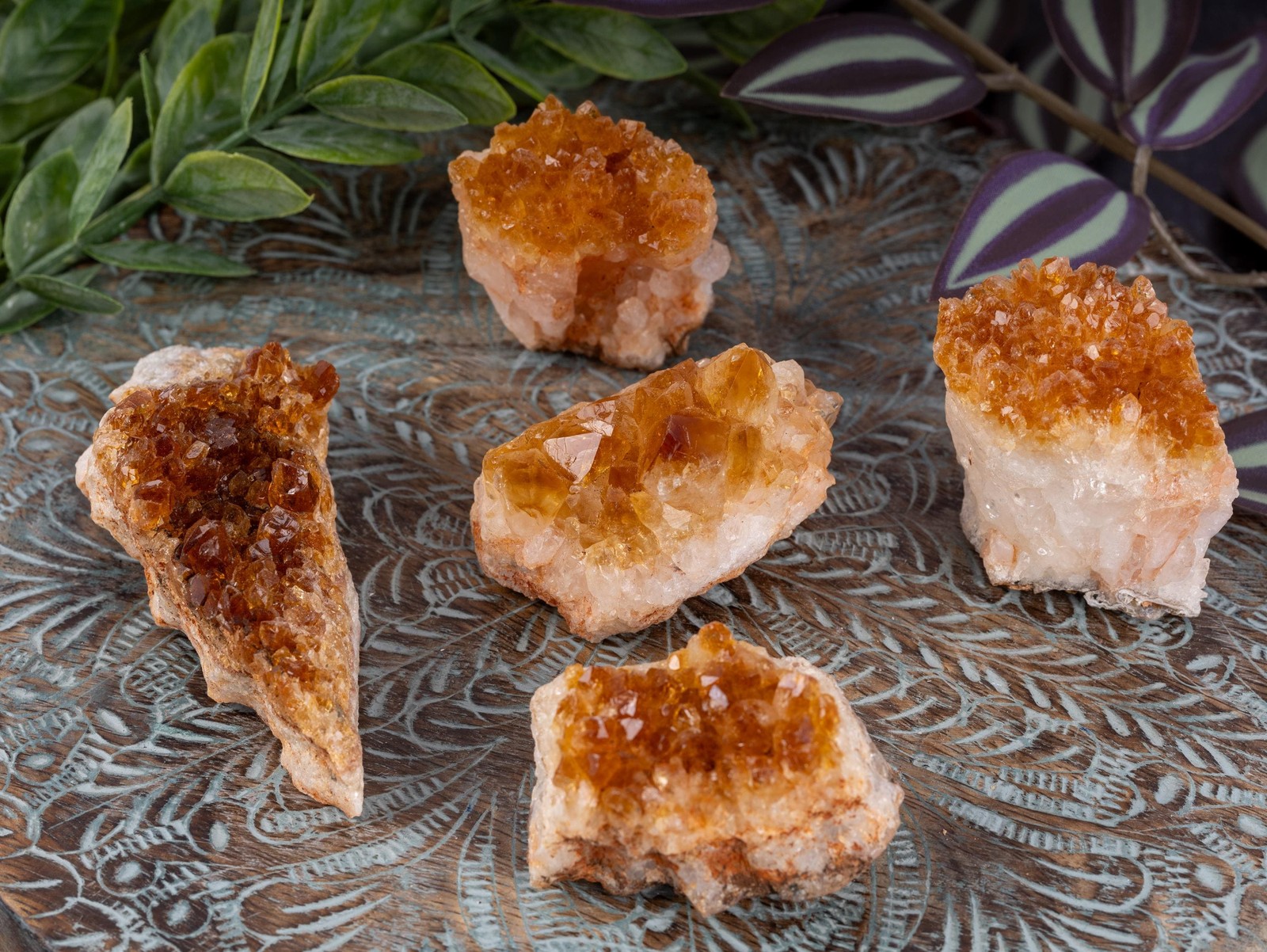 Citrine Cluster Crystal Specimen Natural Quartz Formation Golden Druze Decor