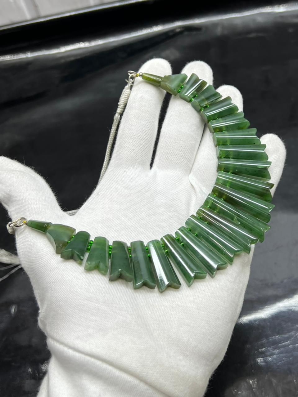 Natural Nephrite Jade Necklace Set | Premium Quality | Handcrafted Jewelry | 87g
