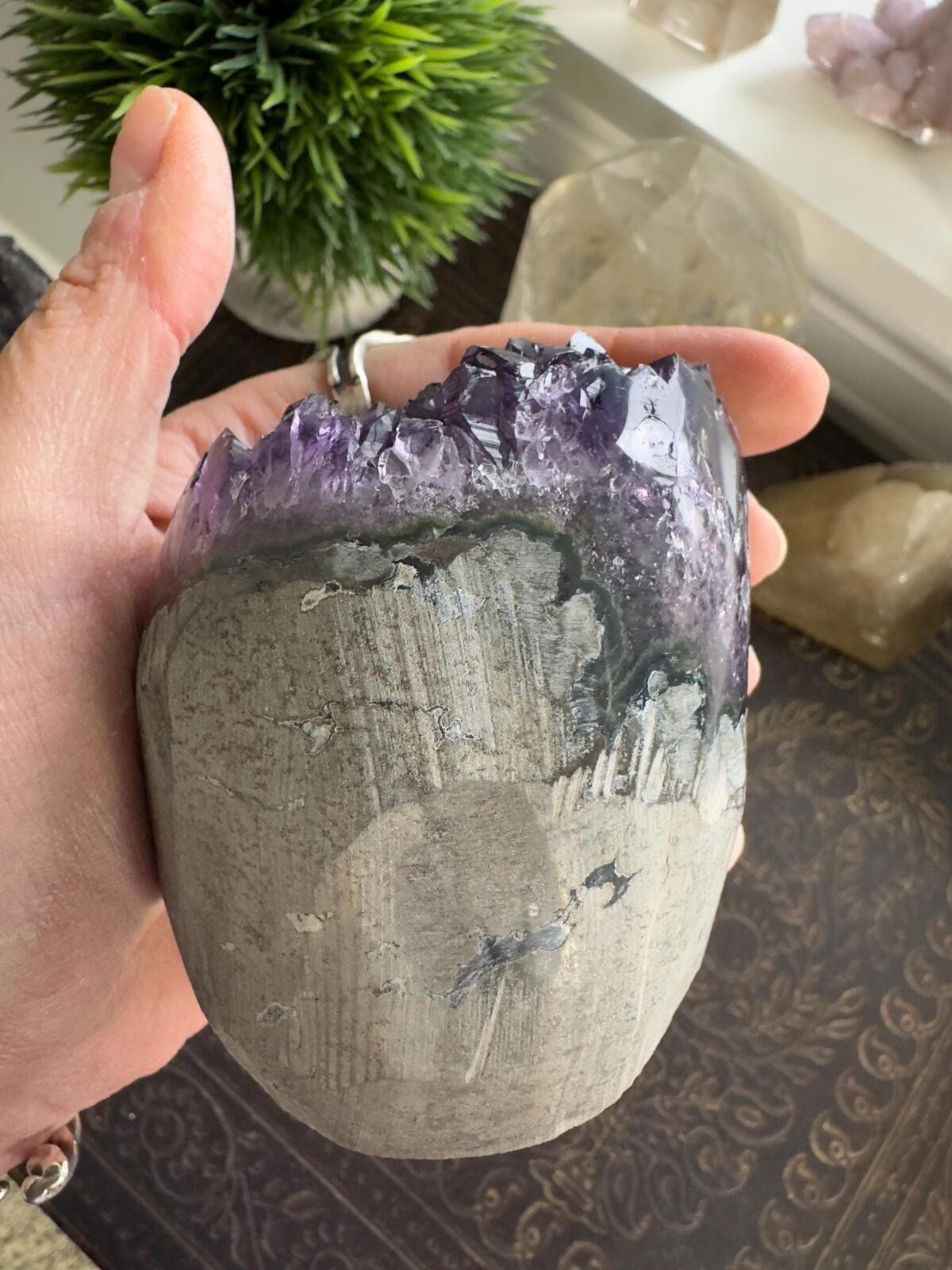 Amethyst Crystal Cluster Geode Dark Purple Grape Jelly Amethyst Mineral Decor 88