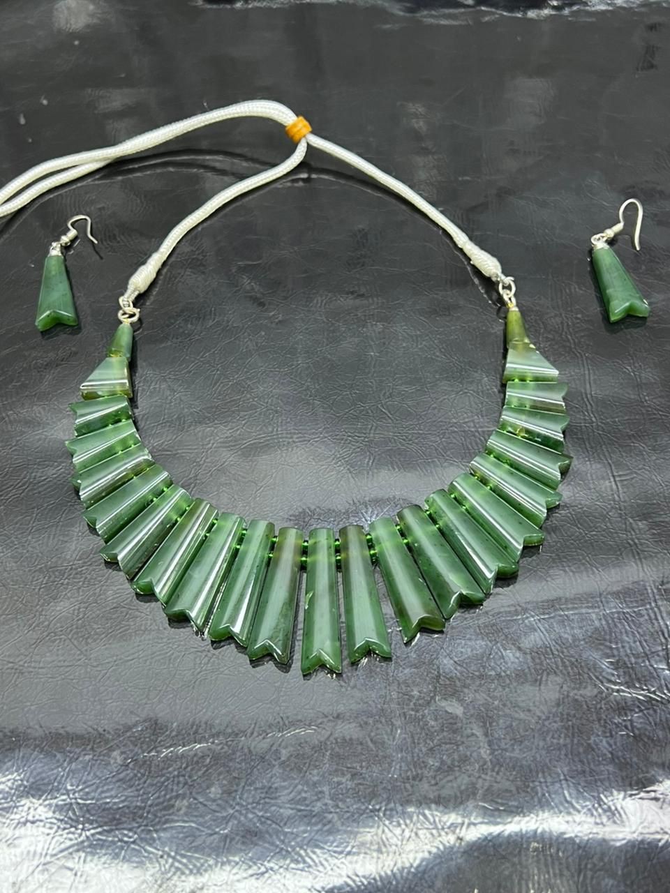 Natural Nephrite Jade Necklace Set | Premium Quality | Handcrafted Jewelry | 87g