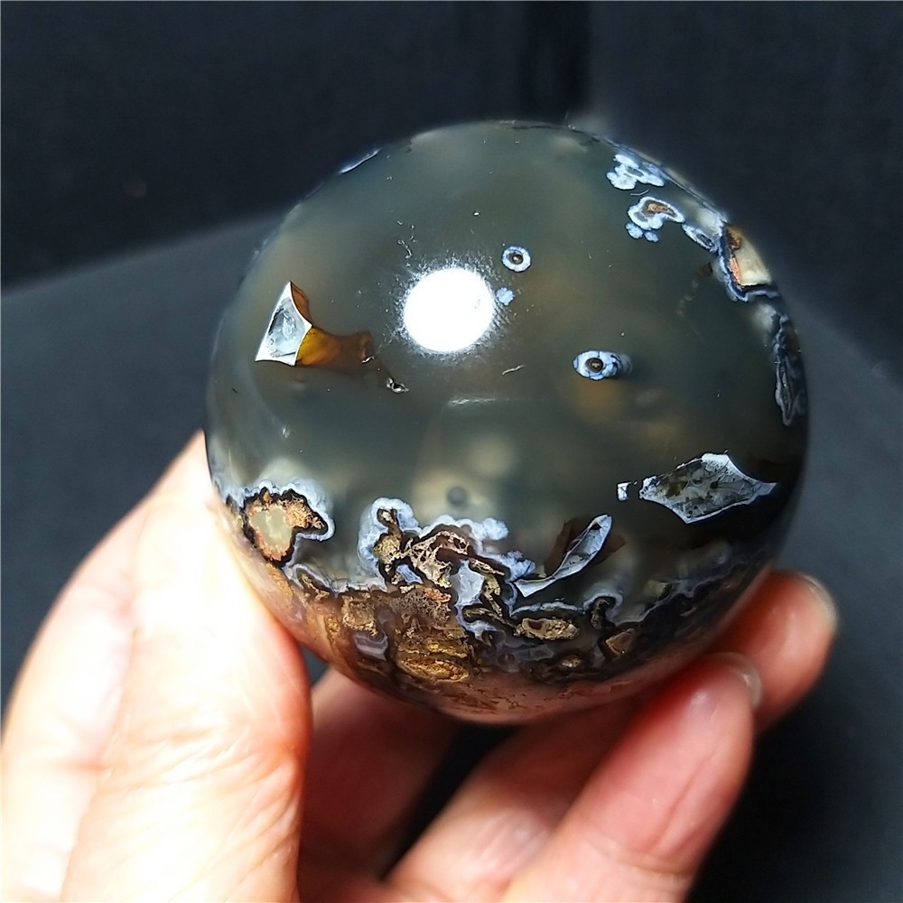 RARE 238.3g Natural Polished Colorful Agate Stone Ball Healing Madagascar AB1600