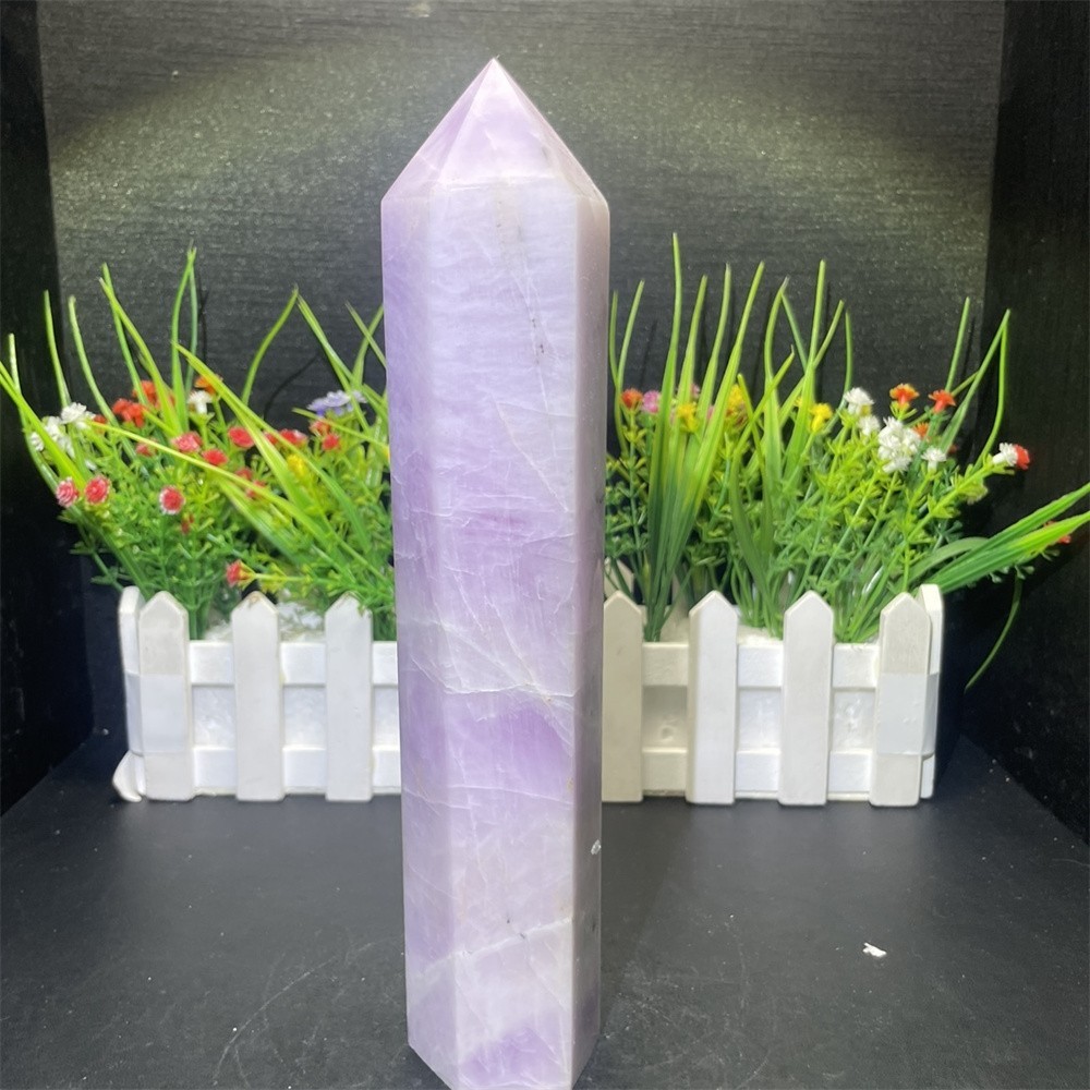 2.2LB9 ” Natural Kunzite Obelisk Tower Crystal Quartz Healing Energy Reiki