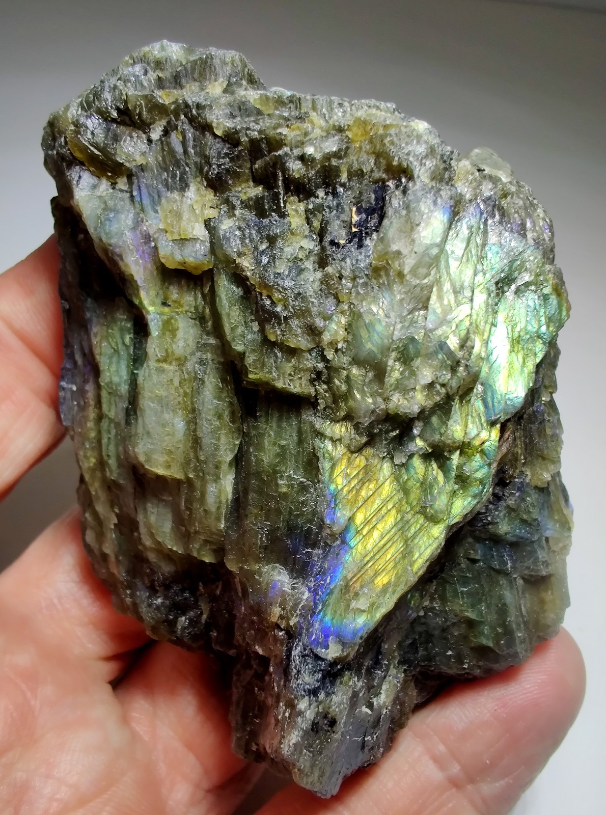 Labradorite with brilliant color flash. Norcross Quarry, Madagascar. 295 grams.