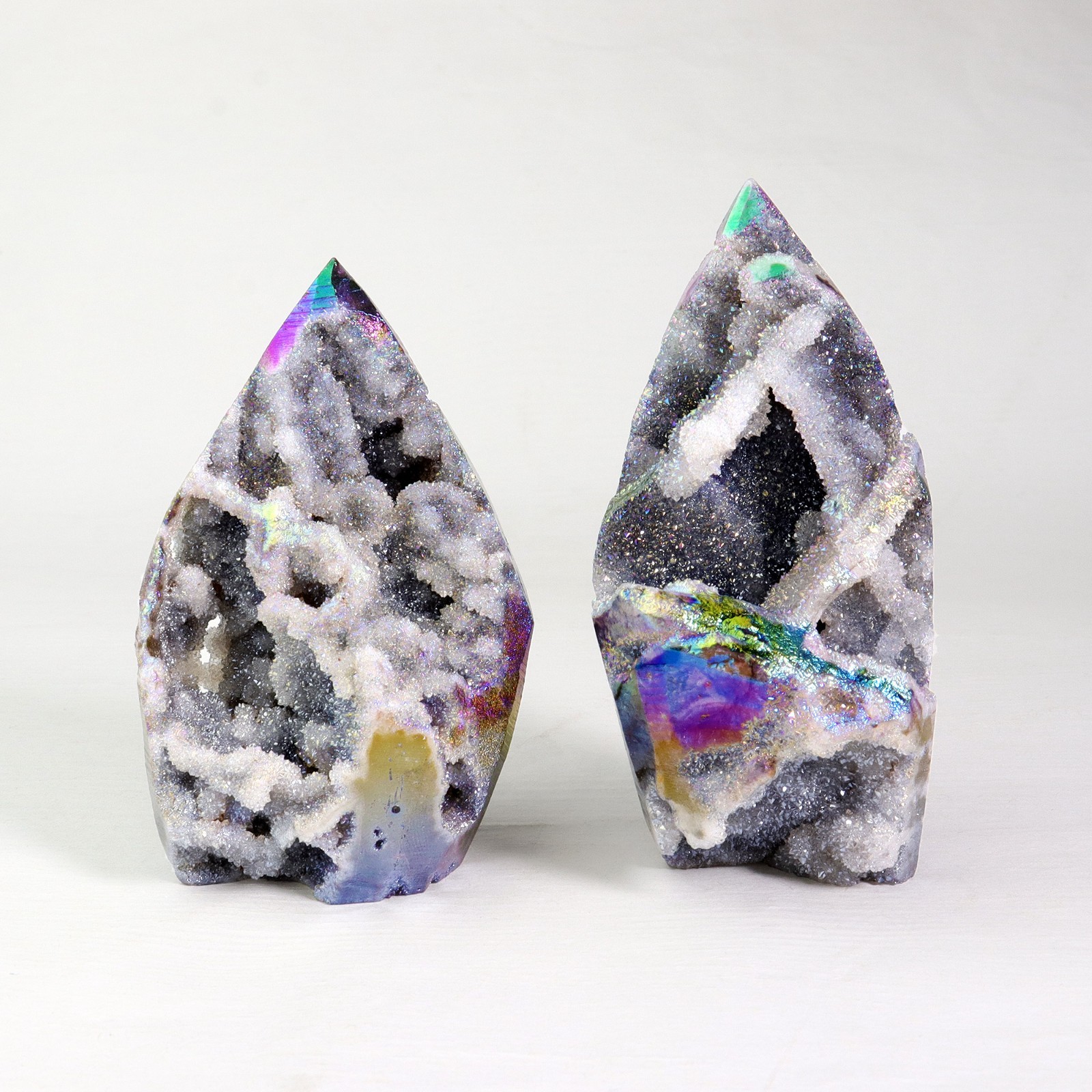 Angel Aura Sphalerite Towers with Geode Druzy Inclusions Mineral Specimen Decor