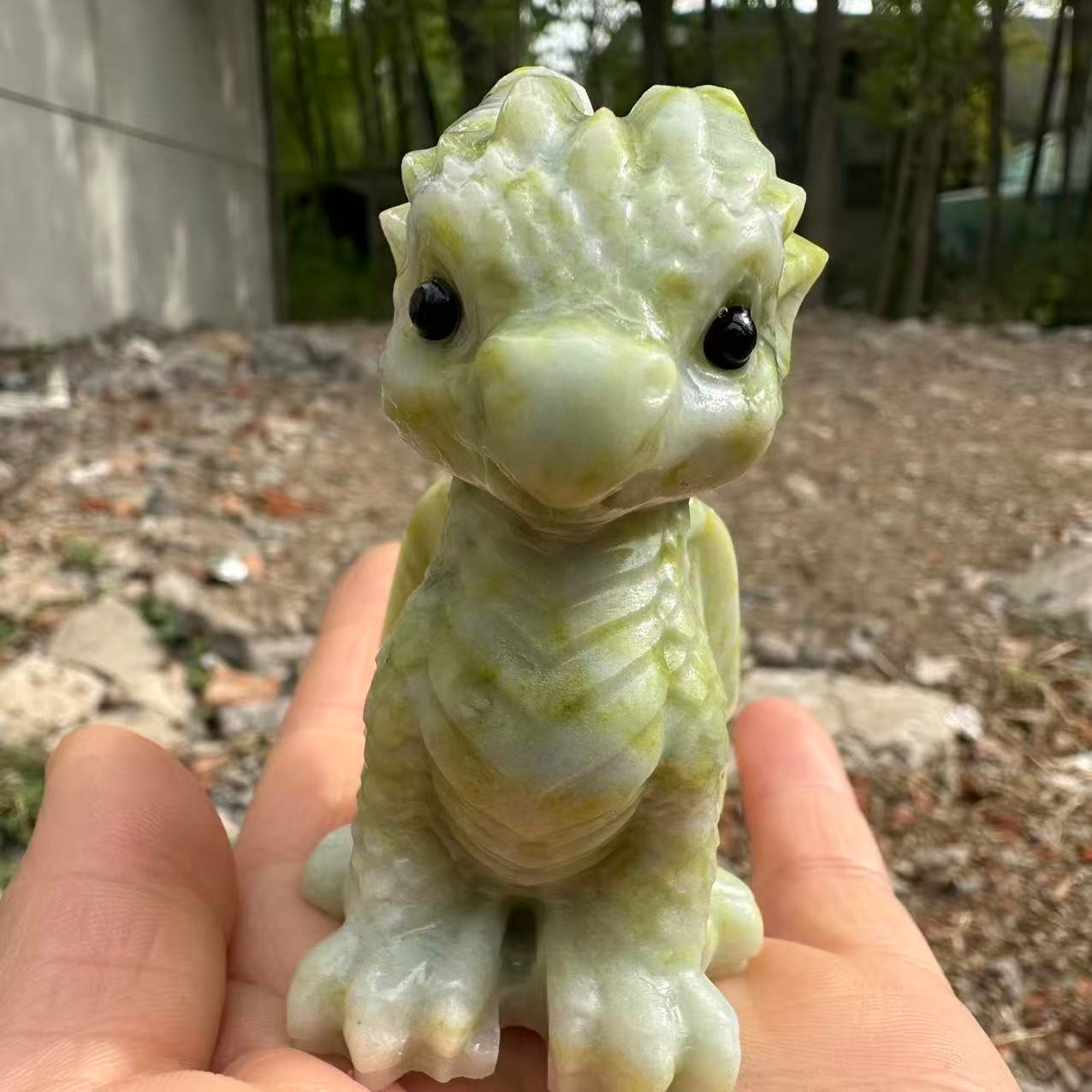 1pc Natural Lantian jade Quartz Carved Little Dragon Crystal Reiki Healing Decor