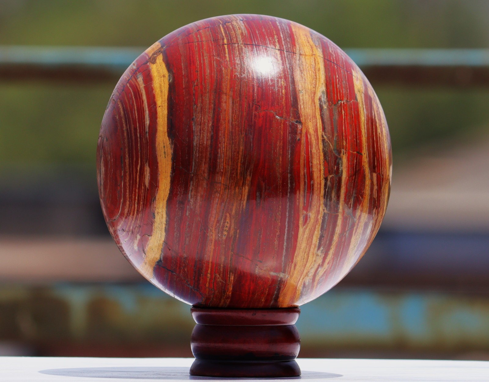 150mm Red Mookaite Jasper Stone Sphere Crystal Ball Healing Decor Reiki Gemstone