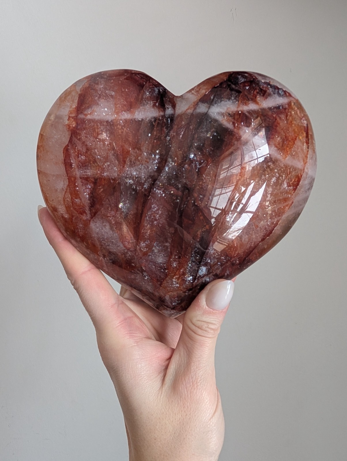 Fire Quartz Heart Carving Crystal Gemstone Large Big Point Chakra Reiki