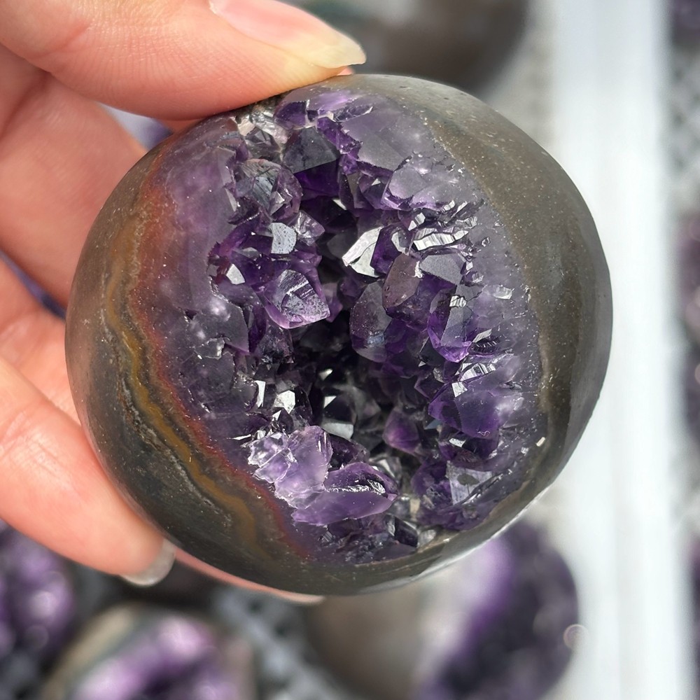 1pc Natural Amethyst crystal cave sphere Crystal gedoe ball decor healing 200g+