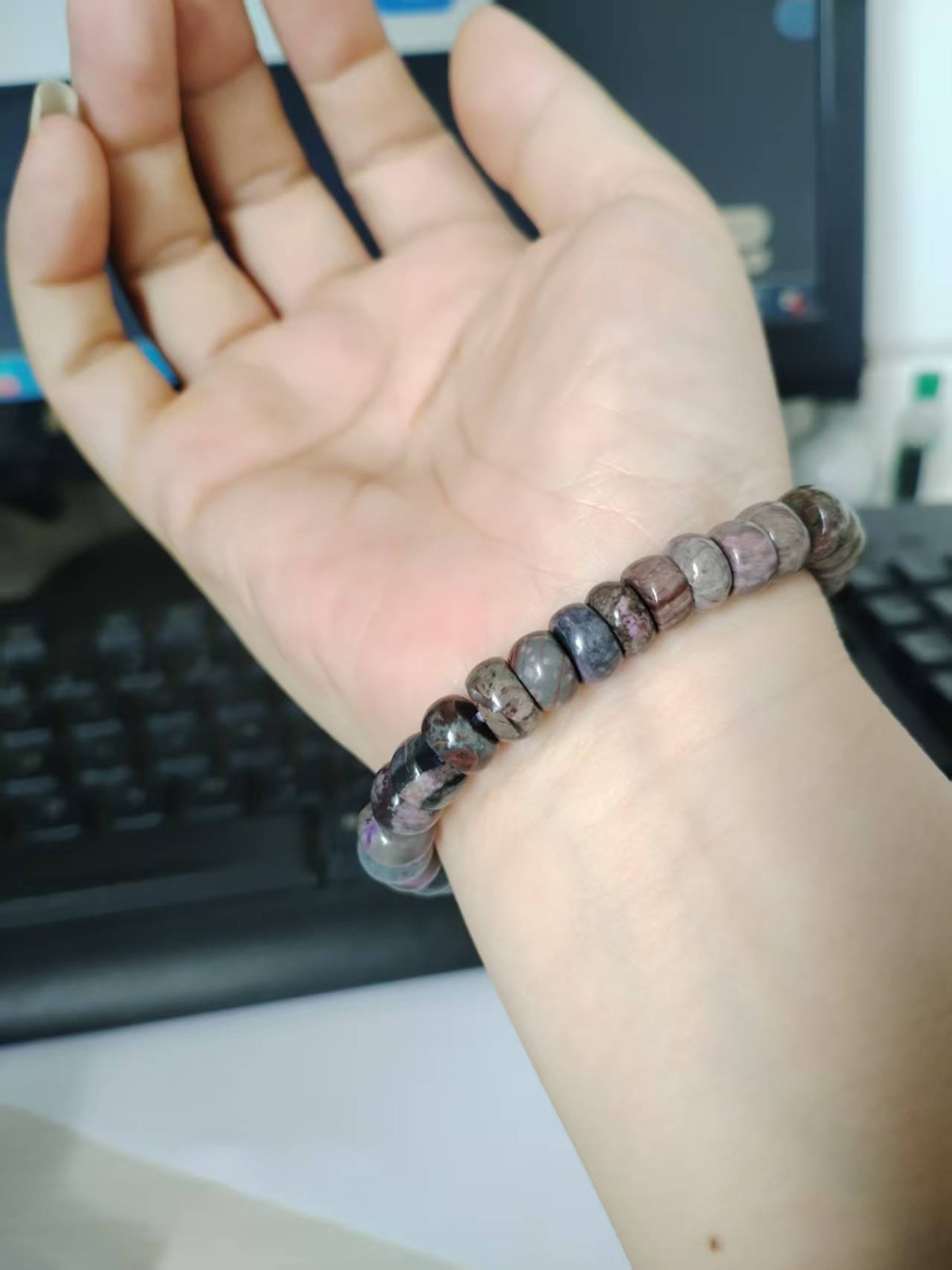 Natural Purple Sugilite Gems Round Beads Bracelet Adult Collectible
