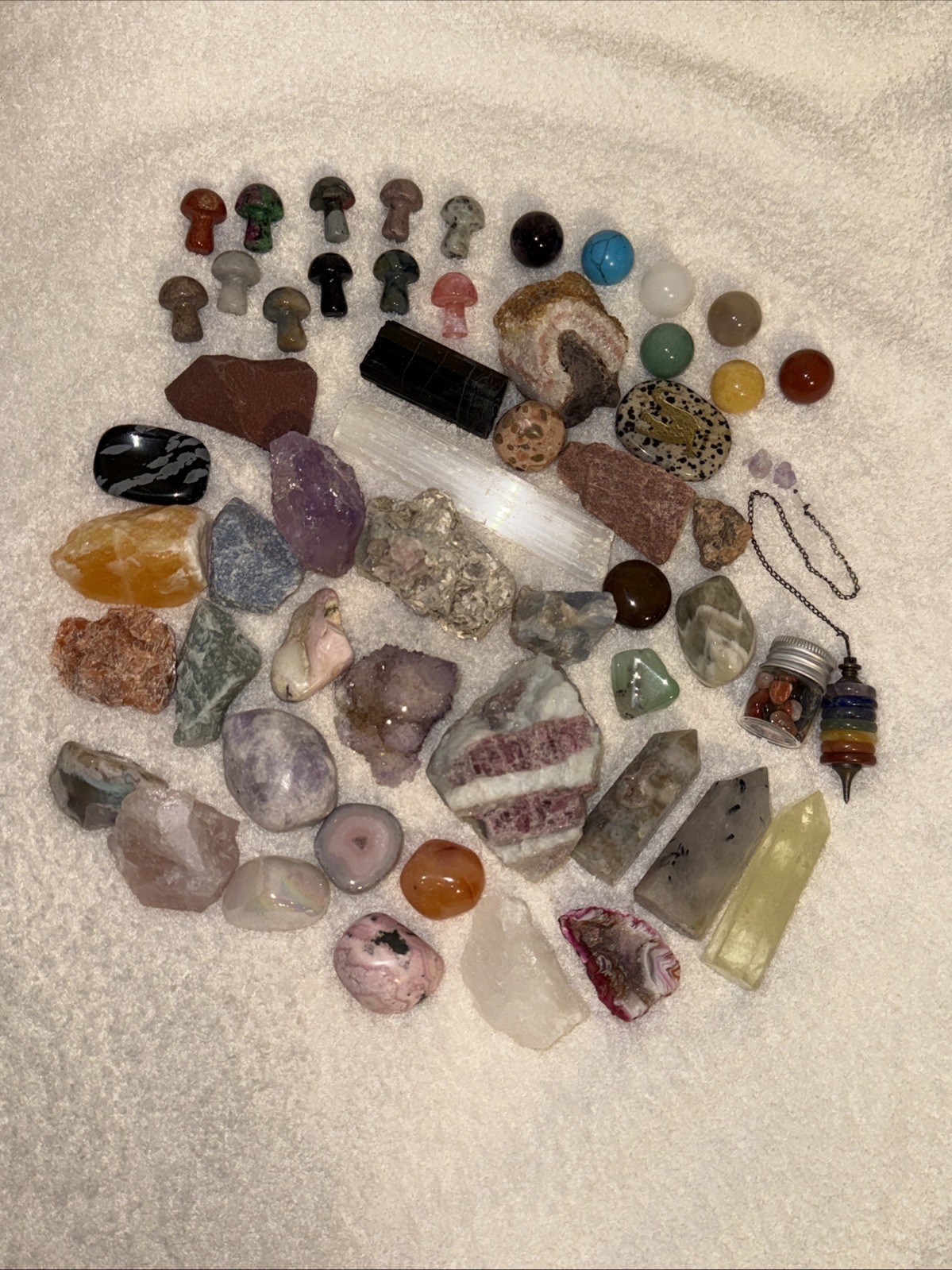 50+ Crystal Lot- Agate Geode, Aura Quartz, Pink Tourmaline, Pink Opal & More!